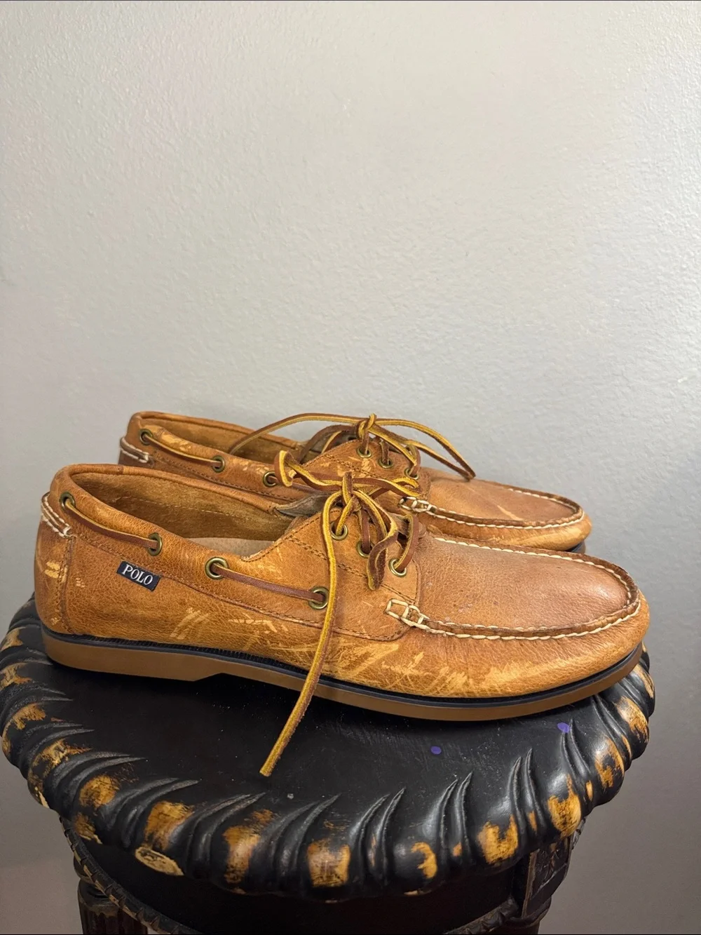 Polo Ralph Lauren Men's Bienne tumbled leather boat shoes, size 11D